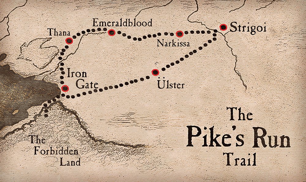 Map of the Pike's Run trail from Strigoi to the Forbidden Land